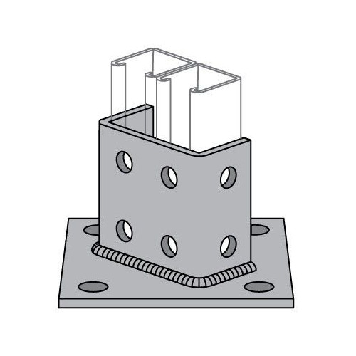 Power-Strut PS-3064-HG, 2-Channel, Centered, Hot Dip Galvanized, Post Base, 1 pc