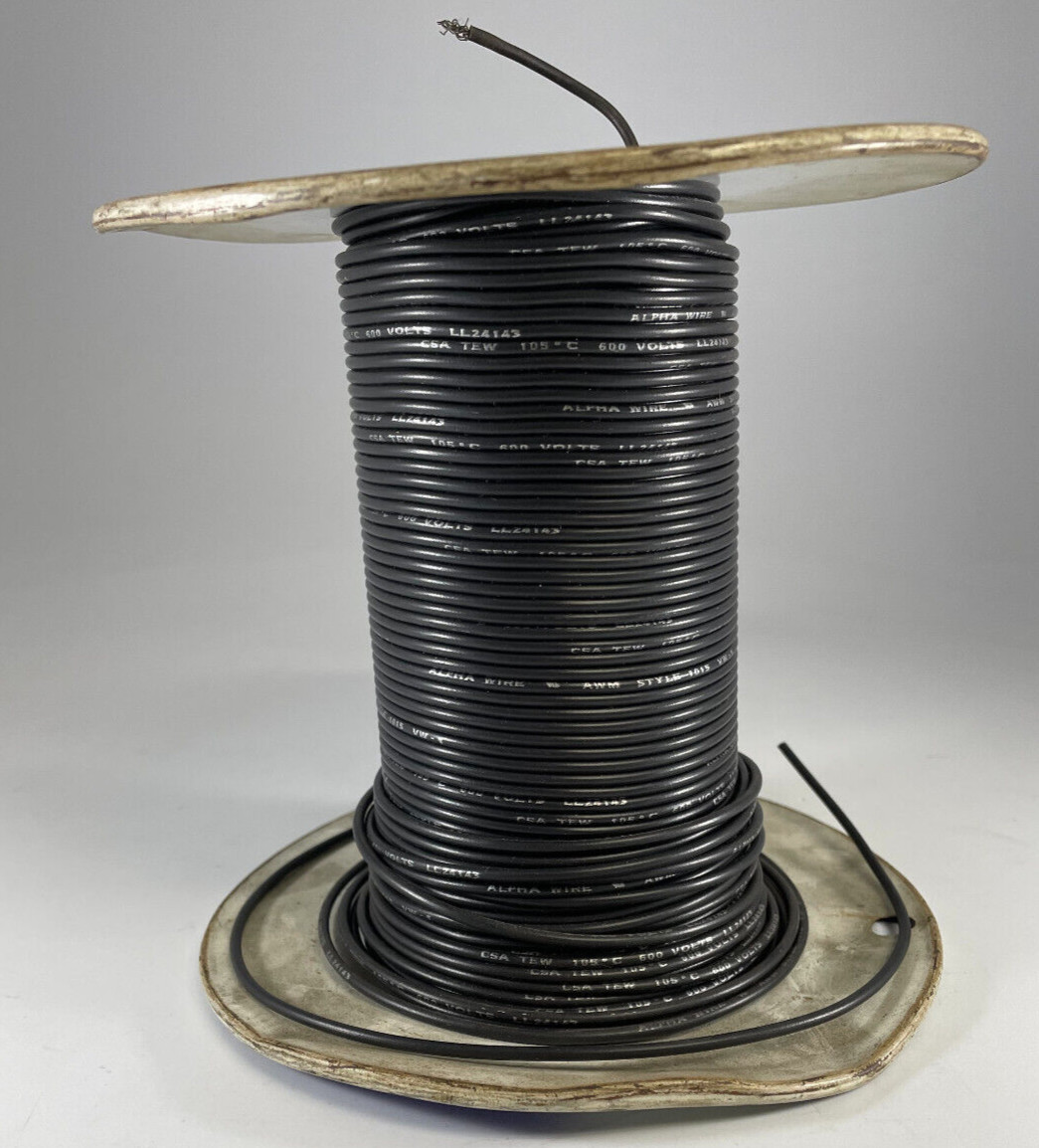 AlphaWire 3073 Black 100 Feet Machine Tool Hook-up Wire New
