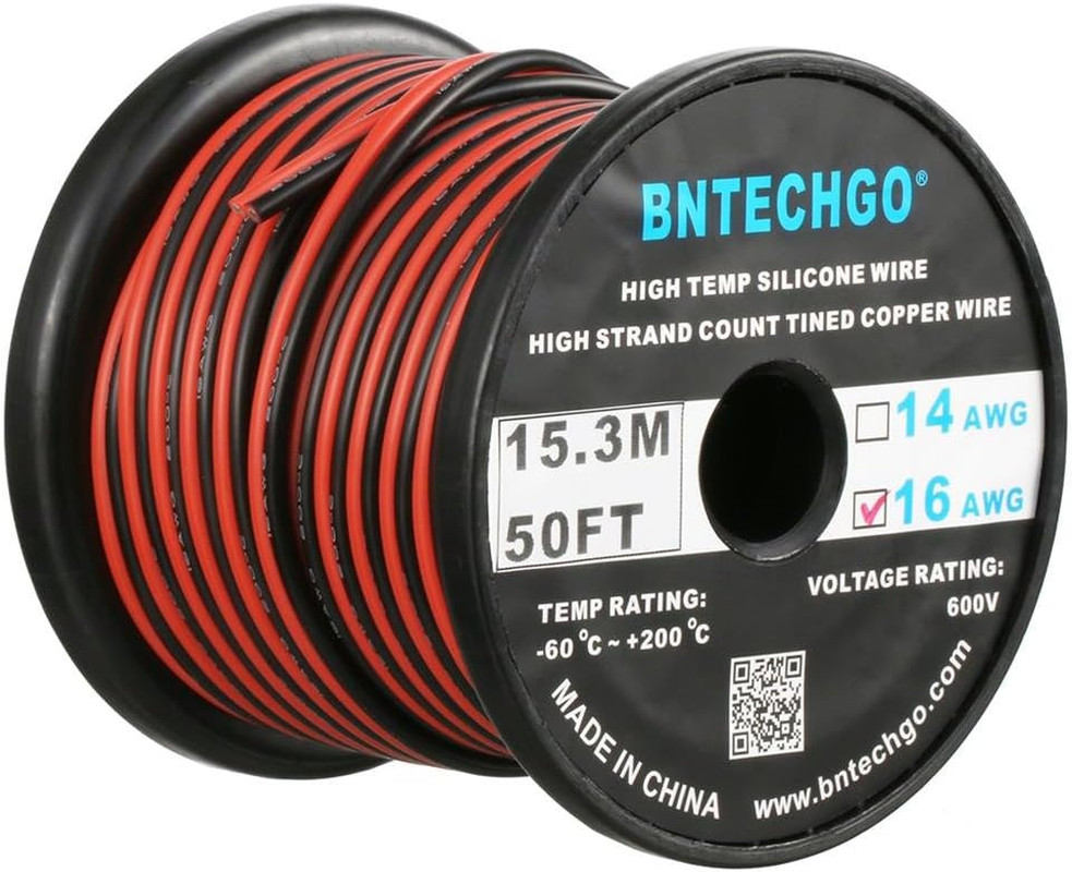 12 Gauge Flexible 2 Conductor Parallel Silicone Wire Spool Red Black High Resist