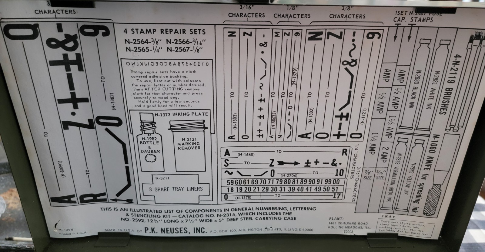 Vintage P.K. Neuses N-2315 Electricians Stamping Kit With Original Metal Case