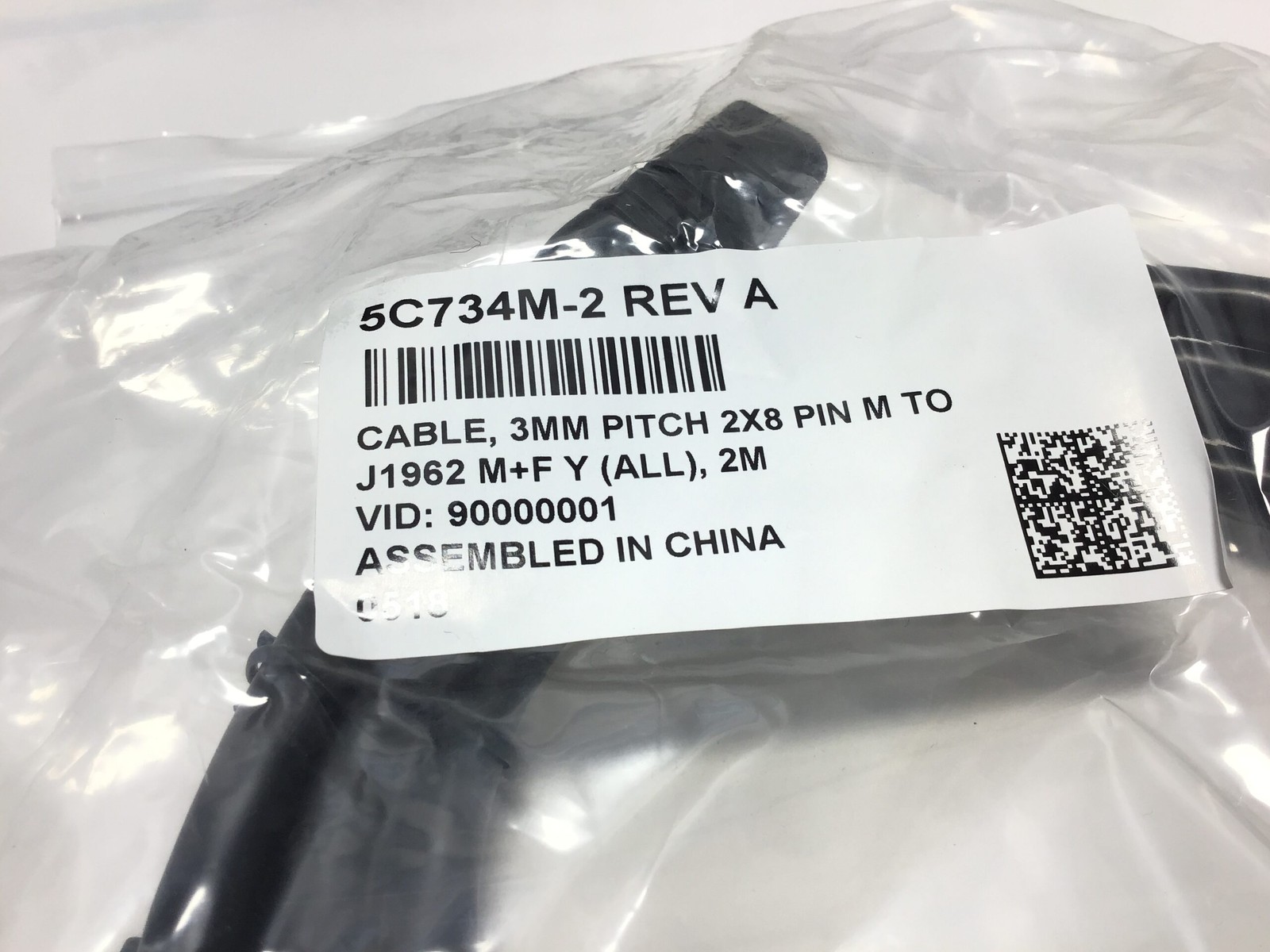 Unbranded 5C734M-2 Rev A Y-Cable 3MM Pitch 2X8 Pin M to J1962 Male + Female 2M