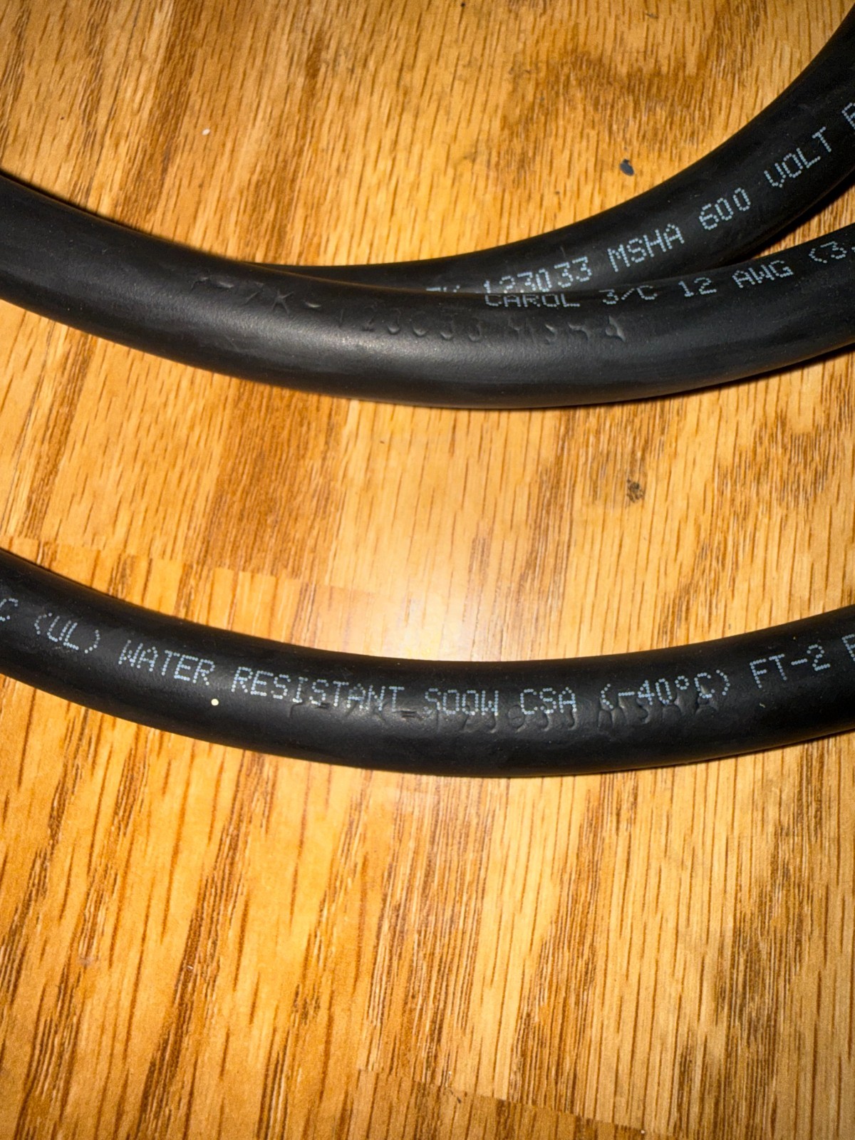 10′ Carol 3/C 12 AWG SOOW UL MSHA 600V Water Resistant Cord PRE OWNED