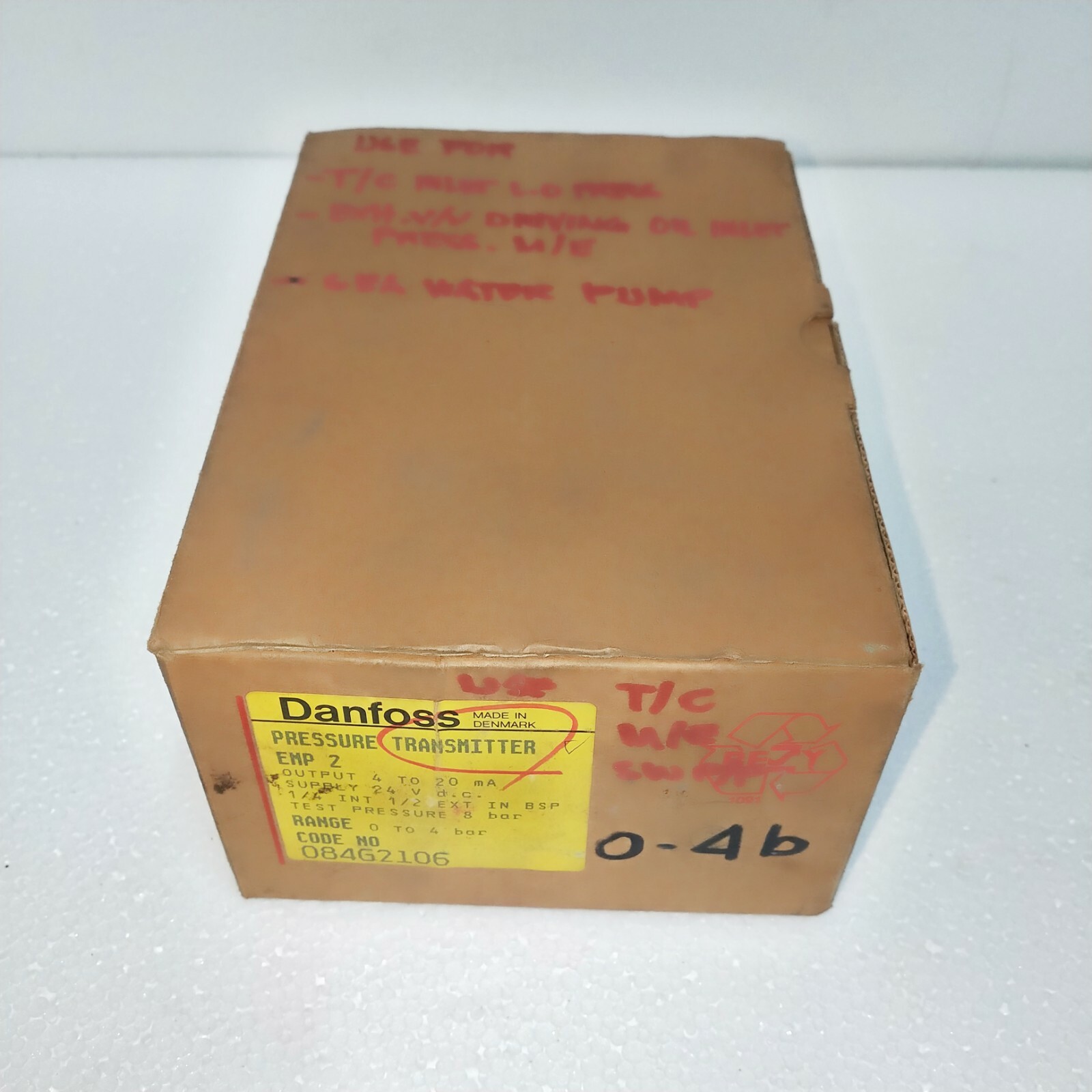 Danfoss EMP2 084G2106 Pressure transmitter Maker: Danfoss 4 Bar Mfg in Denmark