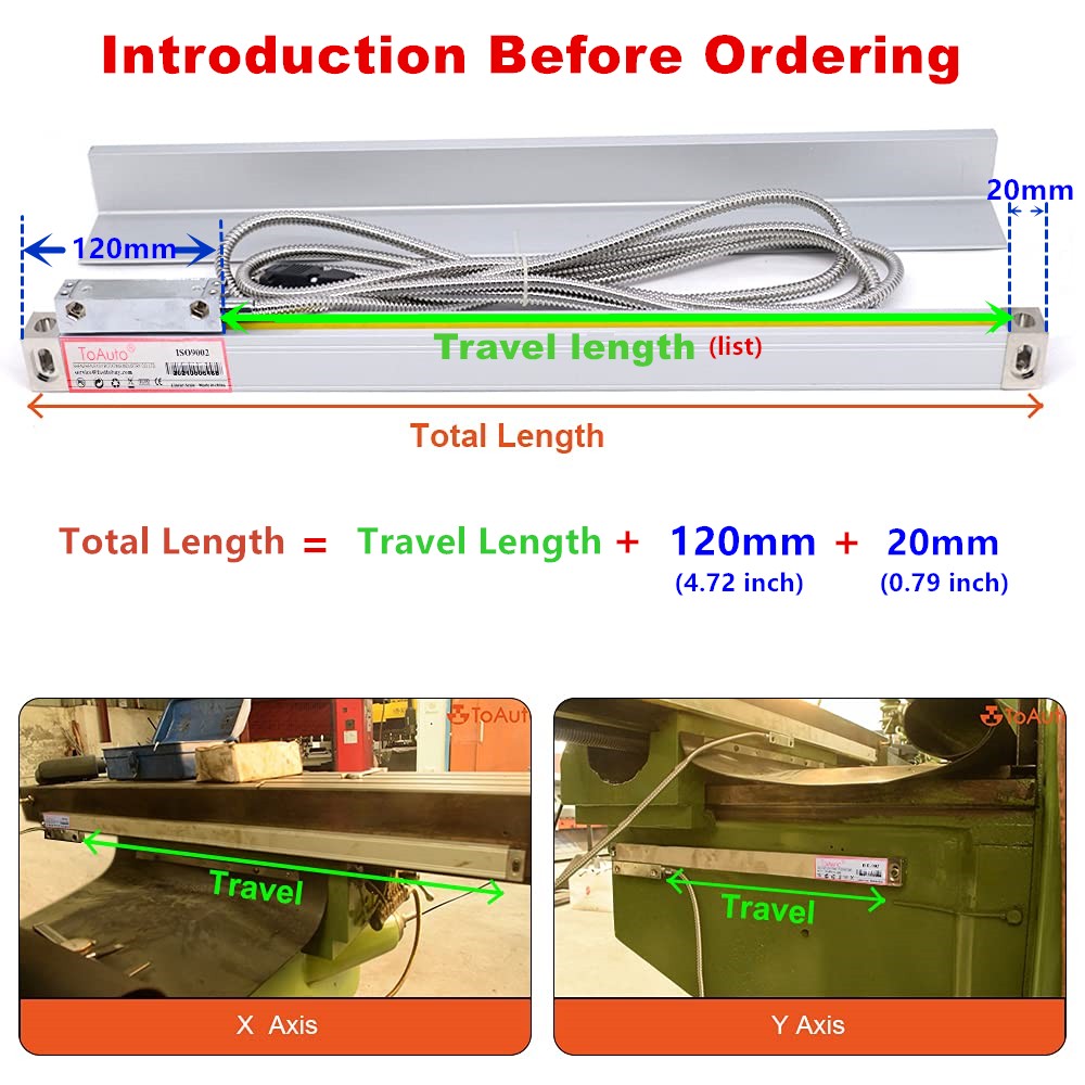 Linear Scale Digital Readout 2/3 Axis DRO Display Kit for Bridgeport Mill Lathe