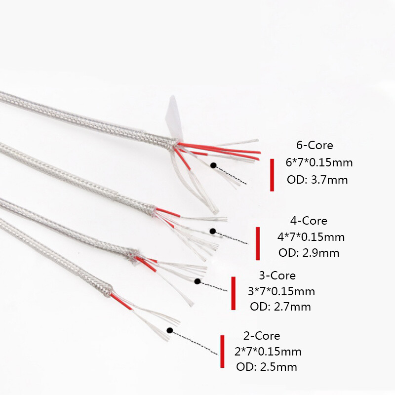 Shielded Signal Cable PT100 Compensation Wire PTFE Silvered Copper 2/3/4/6 Core