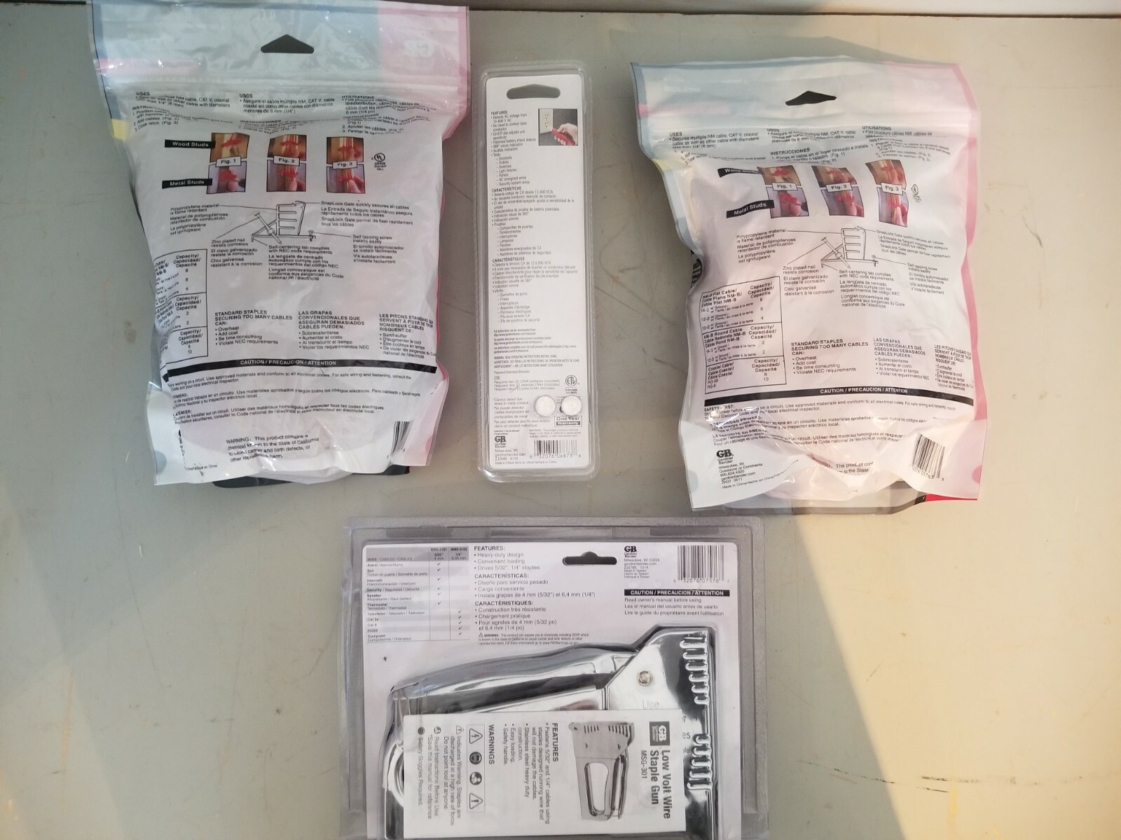 Variety Value Pack (4) MultiCable Staple (2 Bags), Staple Gun, Voltage Tester