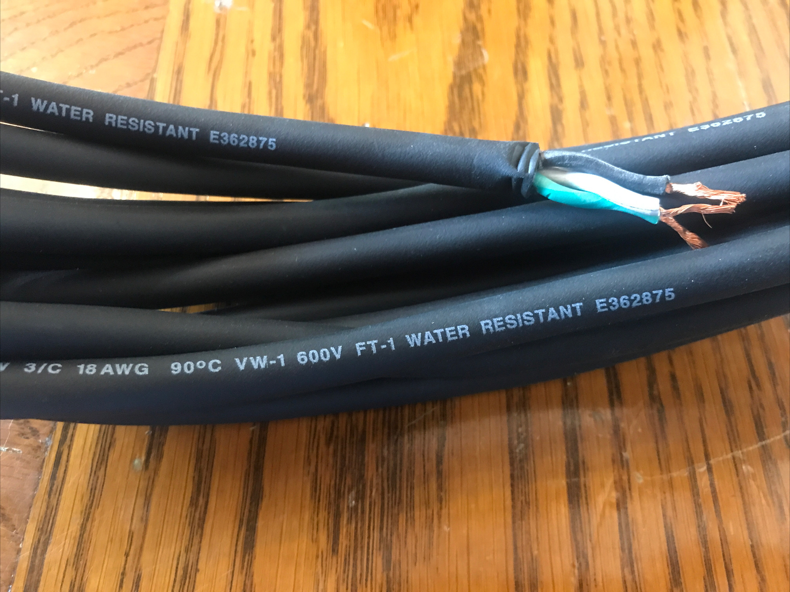18 AWG SOOW 3/C Cord 600 Volt Water Resistant UL (C)UL VW-1 Heavy Cord 30Ft Cord
