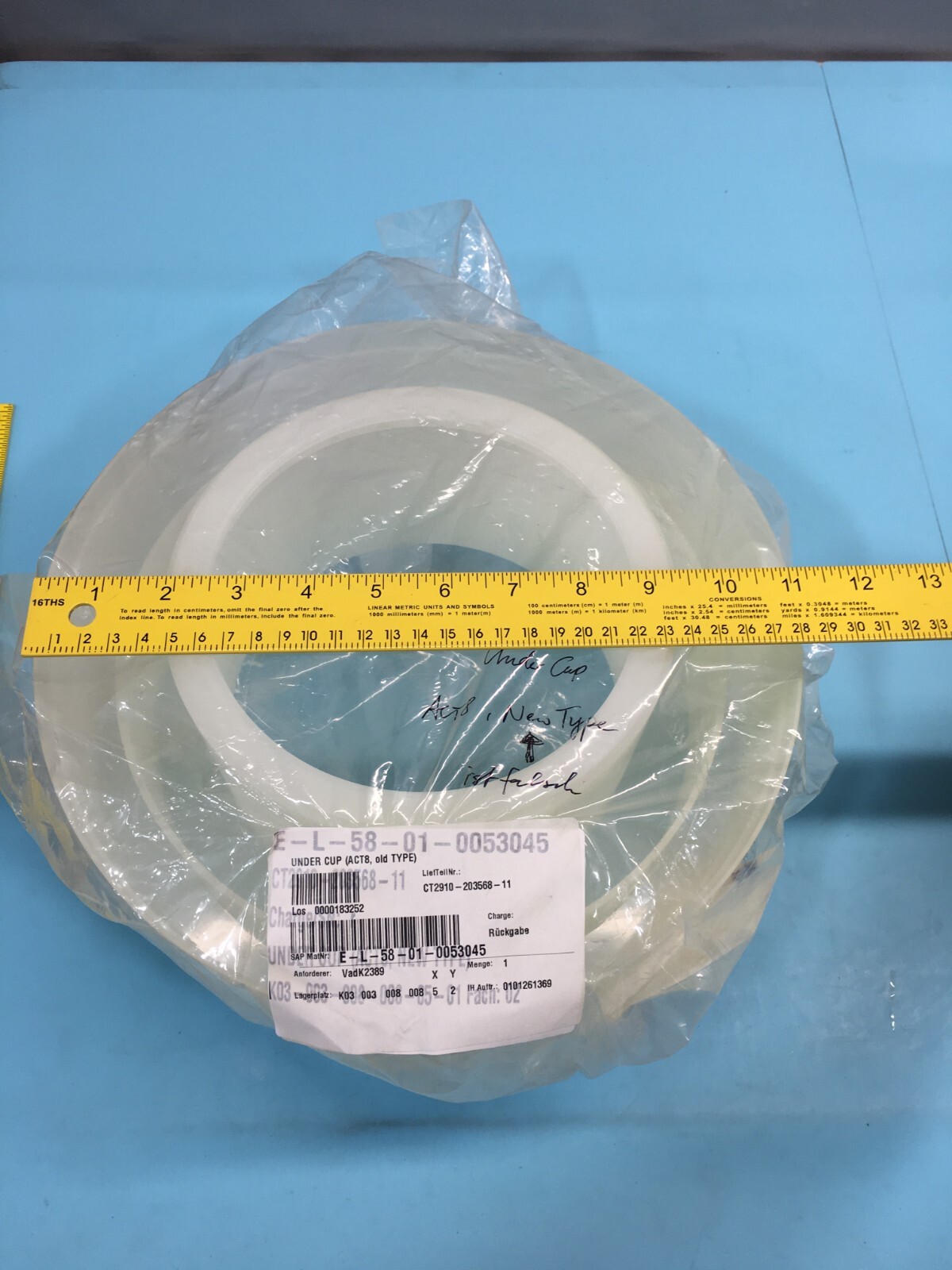Tokyo Electron TEL CT2910-203568-11 Under Cup (ACT8, Old Type), Catch, 128632