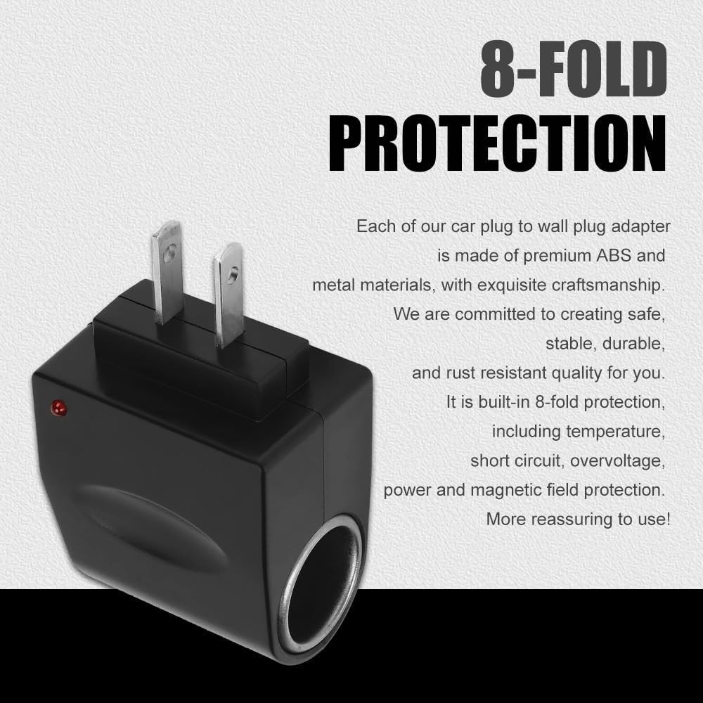 Car Cigarette Lighter to Wall Outlet Adapter Converter, 12V DC 500mA Universal P
