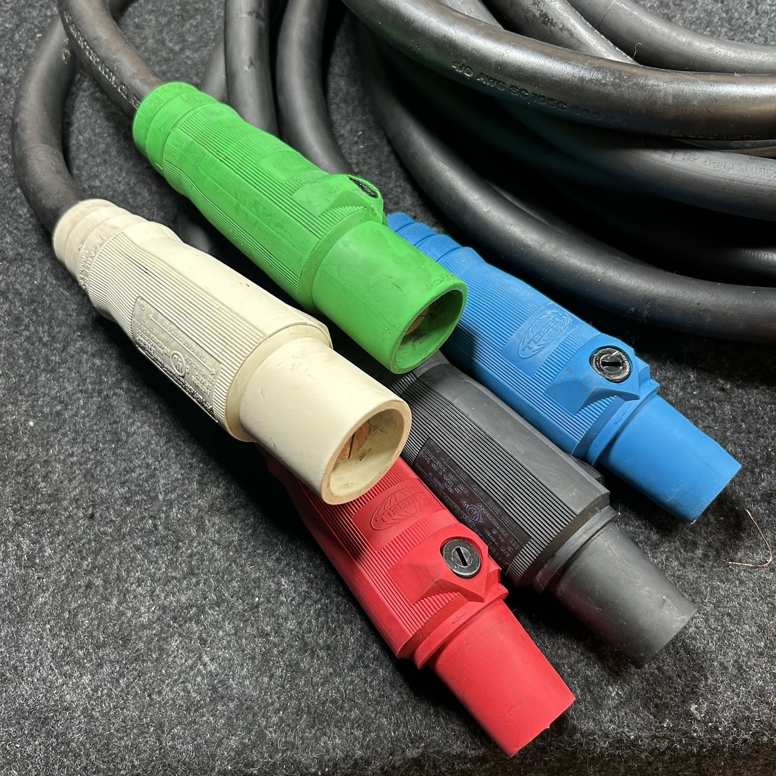 Cam Lock 4/0 Set Of 5 Feeder Generator Power Cable Panel Tails 10ft MMFFF