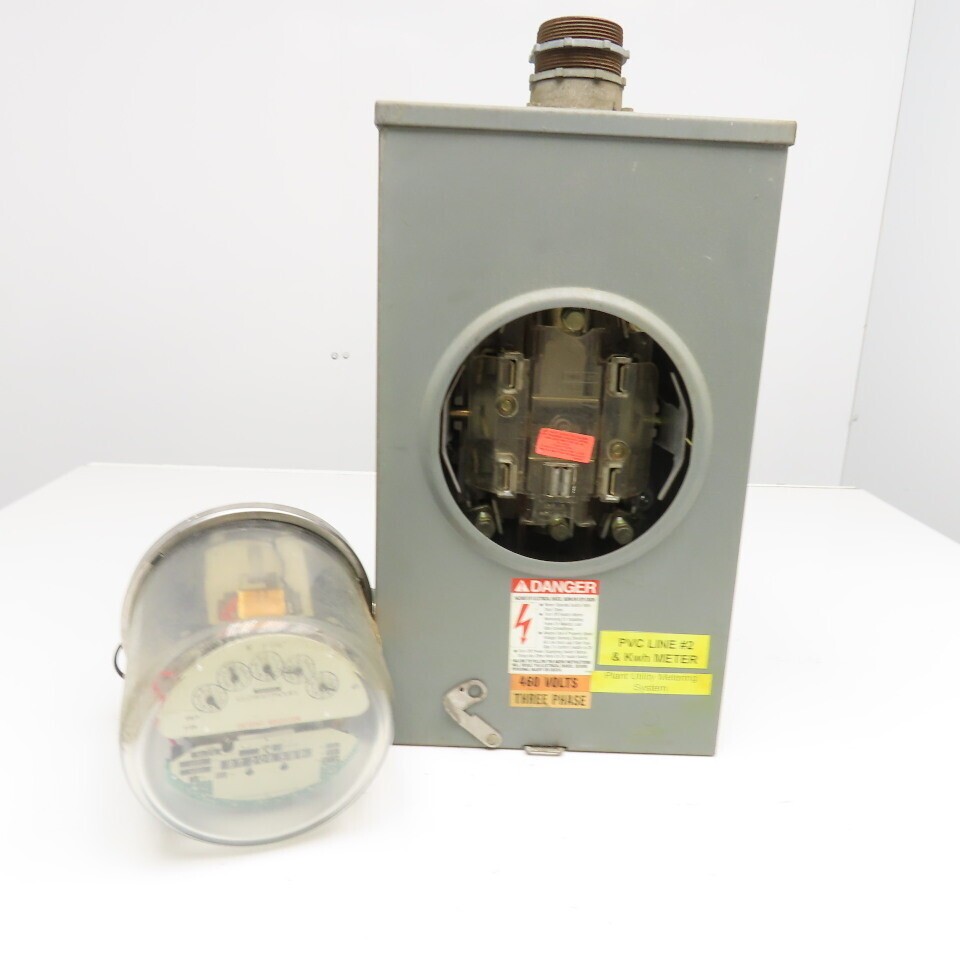 Schlumberger Type SL2S 200CL 480V 3Ph 3W 60Hz 57.6Kh Kilowatt-hour Meter & Base