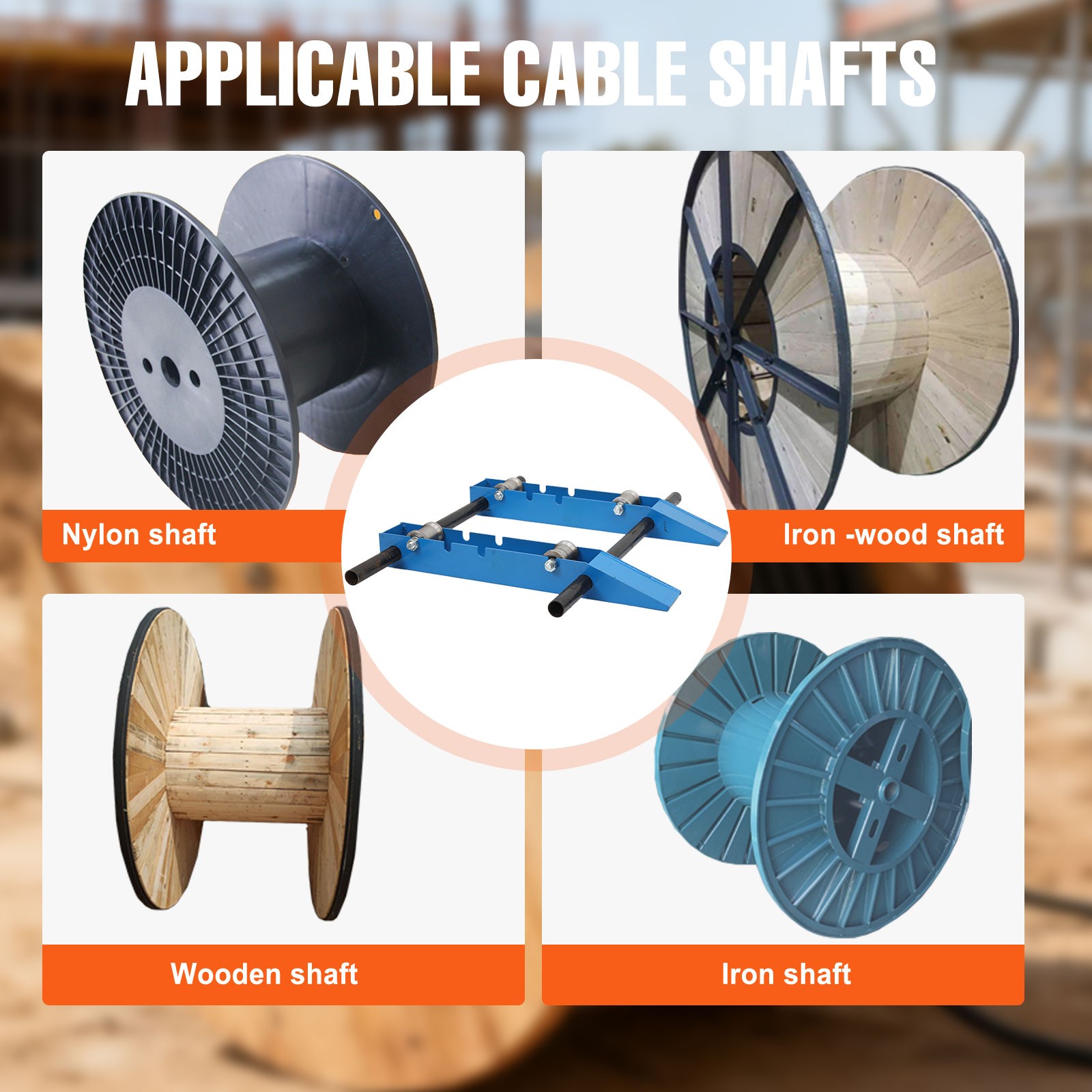 Wire Cable Reel Roller Stand 4400 LBS Commercial Industrial Steel Wire Dispenser