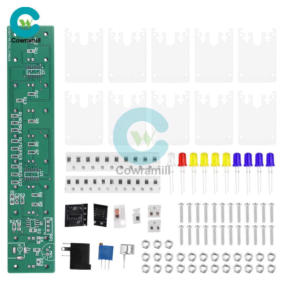 DIY LED Music Spectrum Electronic Kit Crystal Column Audio Display LM339 LM358