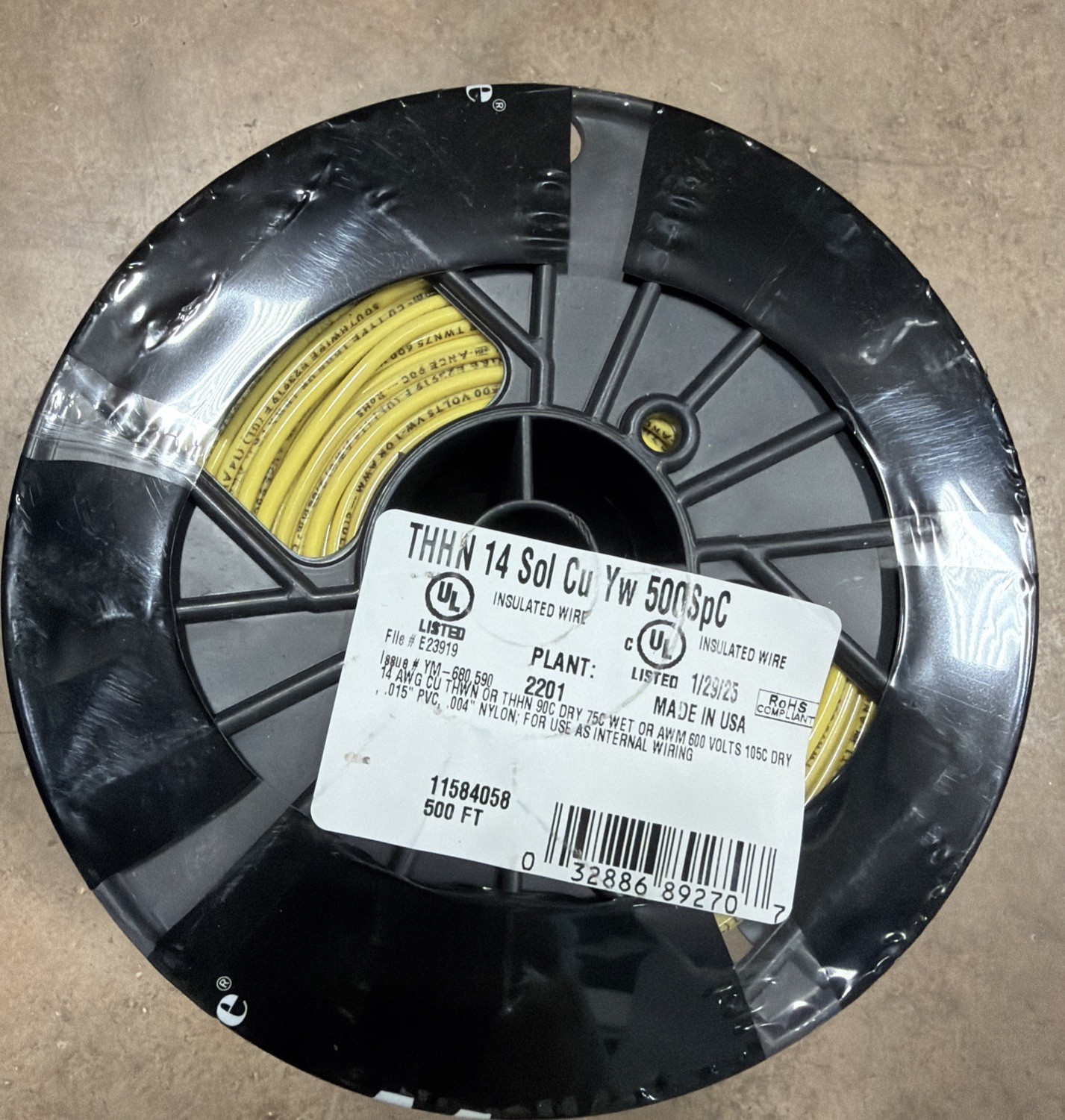 New SOUTHWIRE Building Insulated Wire 14 GA Single Conductor 15 Amp 600 V 500Ft