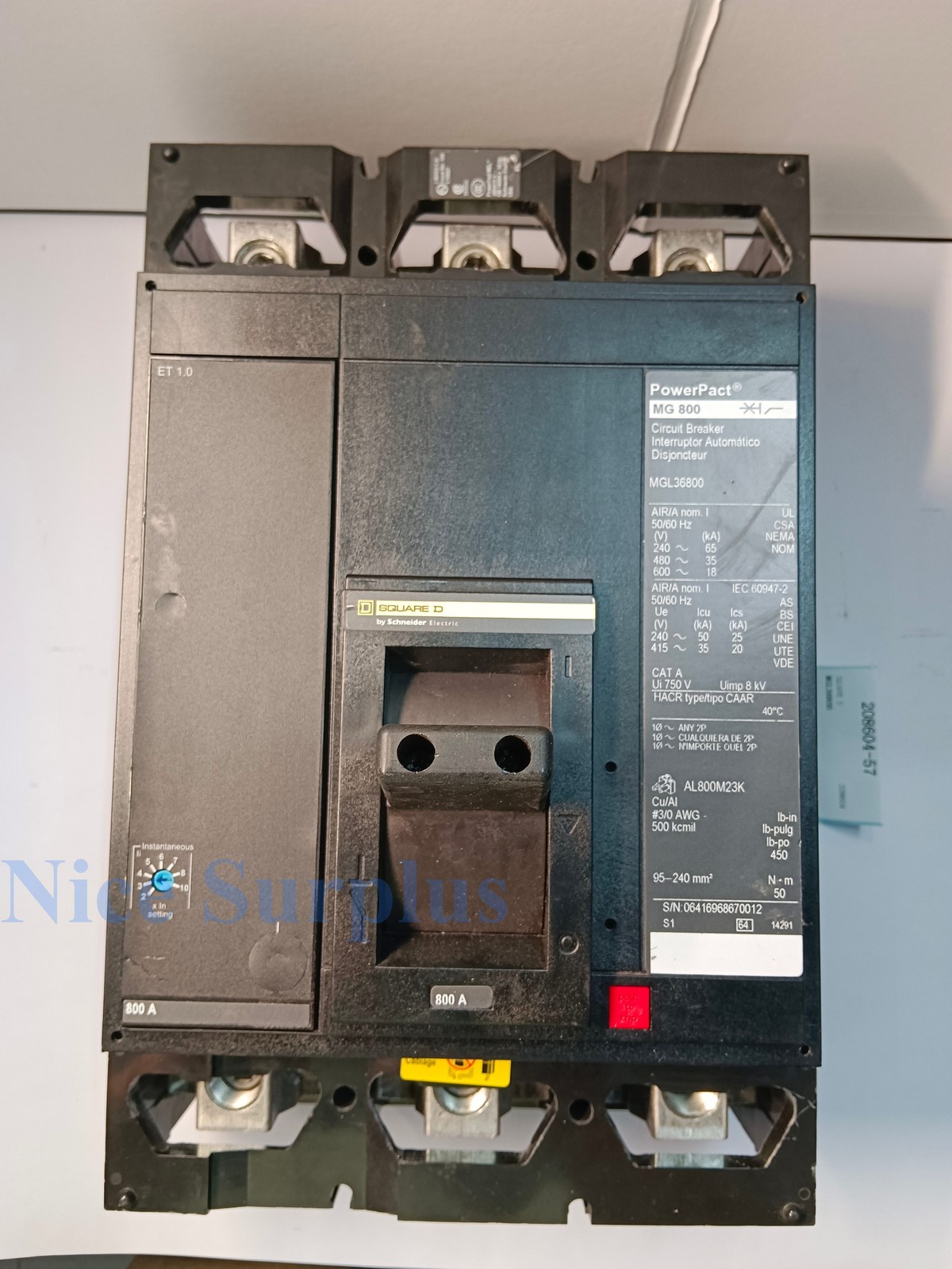 SQUARE D Circuit Breaker MGL36800 #57