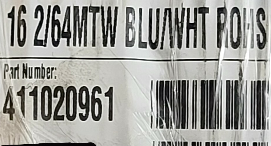Southwire #16awg Bare Copper Boat Cable Hook-Up Wire Blue/White Stripe /100ft