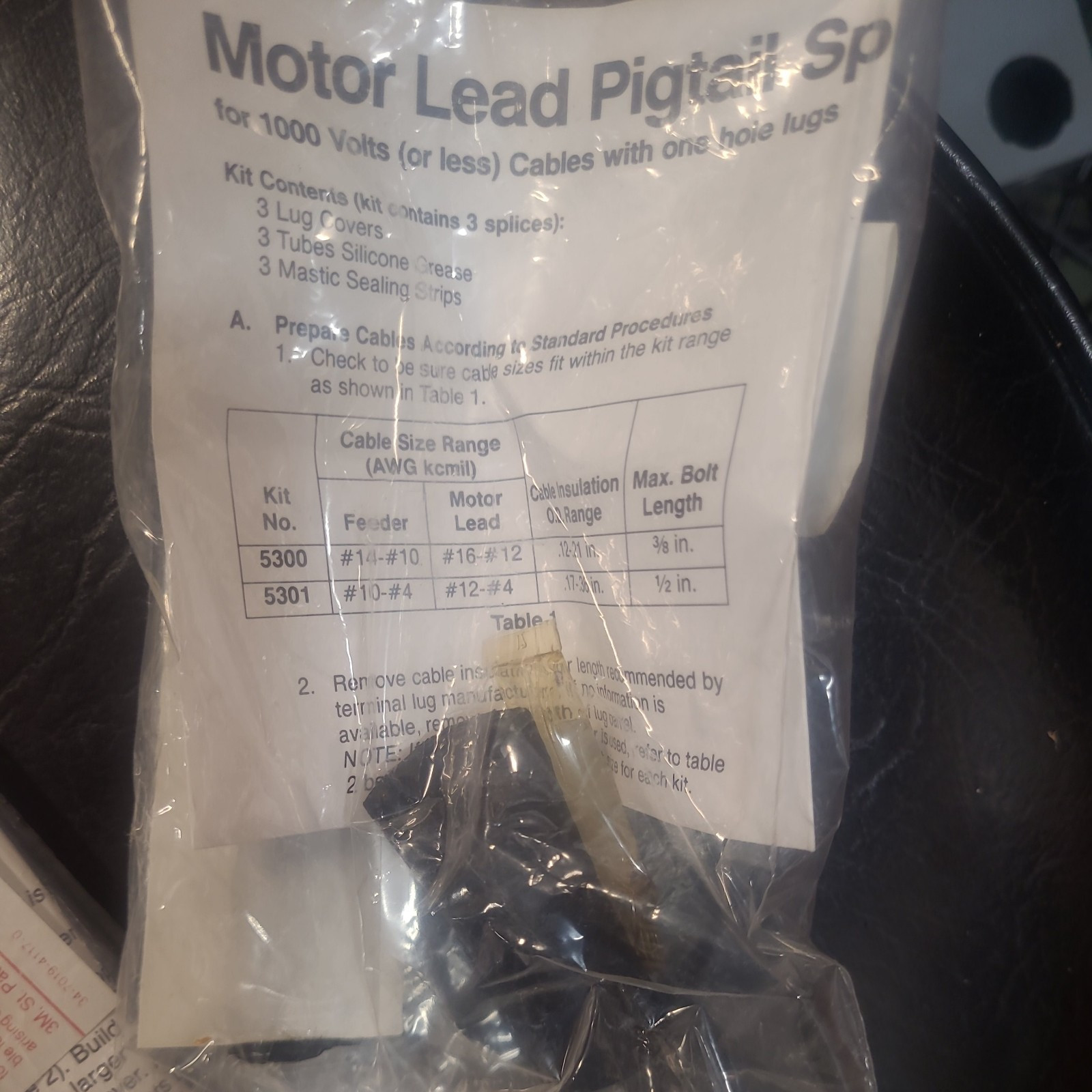 5300 3M KIT MOTOR LEAD PIGTAIL SPLICING KIT 14-10 AWG 1000V