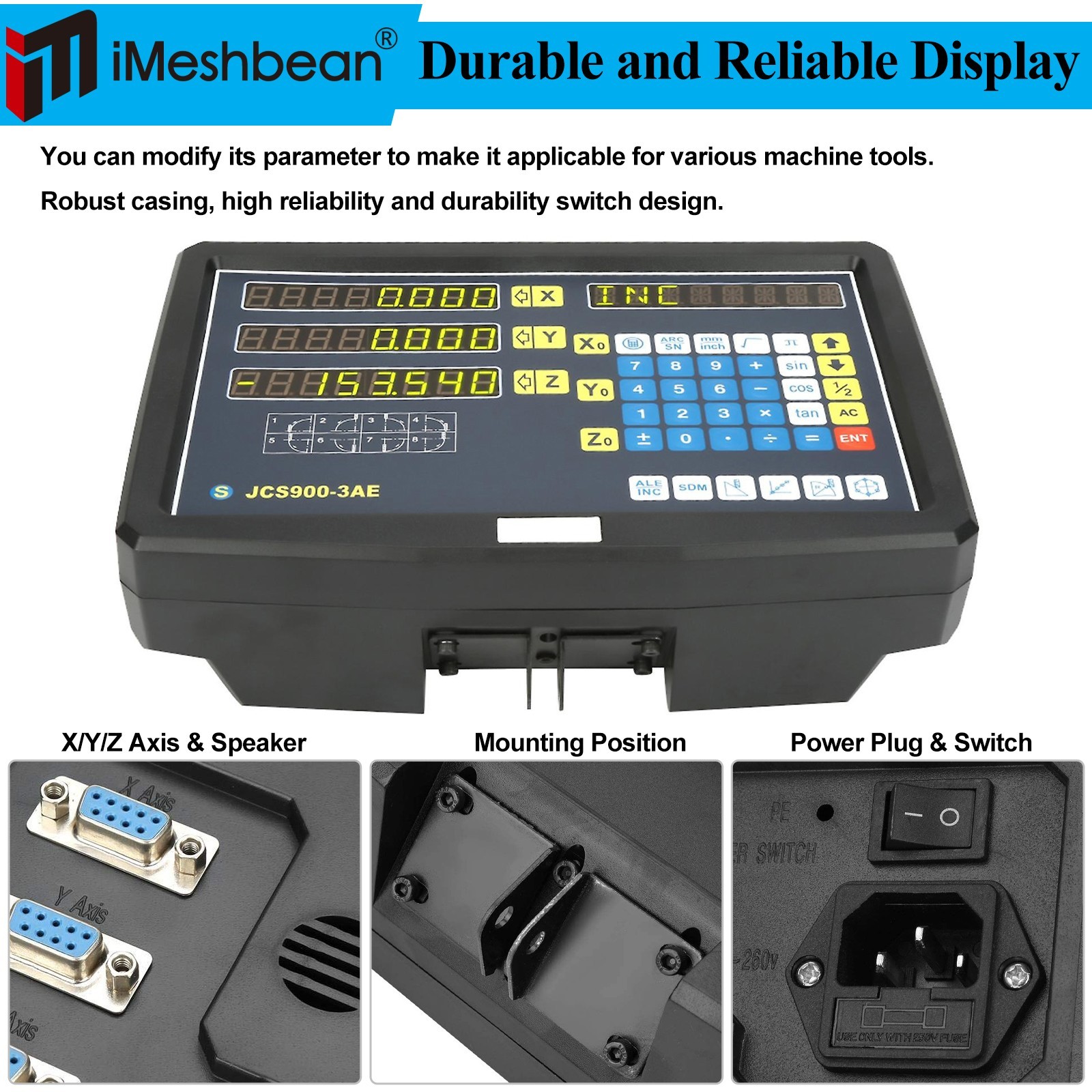 LCD DRO 1/5/10um Linear Scale Digital Readout 2/3 Axis for Bridgeport Mill Lathe