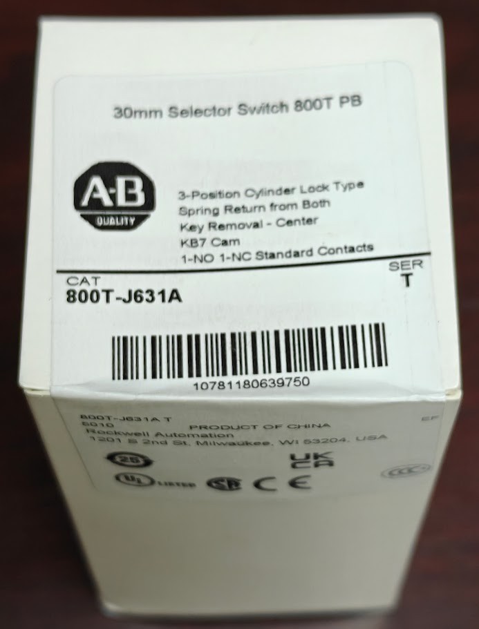 NEW Sealed ALLEN BRADLEY 800T-J631A 3-Pos Keyed Cylinder-Lock Switch – FreeShip