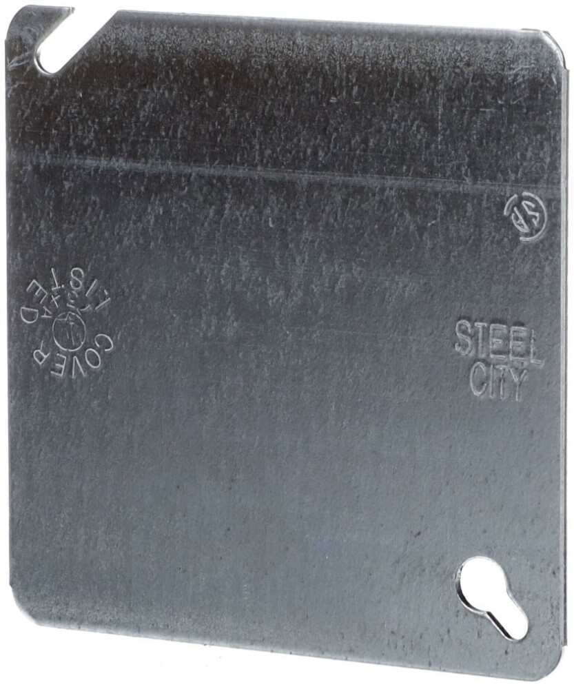Steel City 52-C-1, 4″, Steel, Blank, Electrical Square Outlet Box Cover, 1 pc