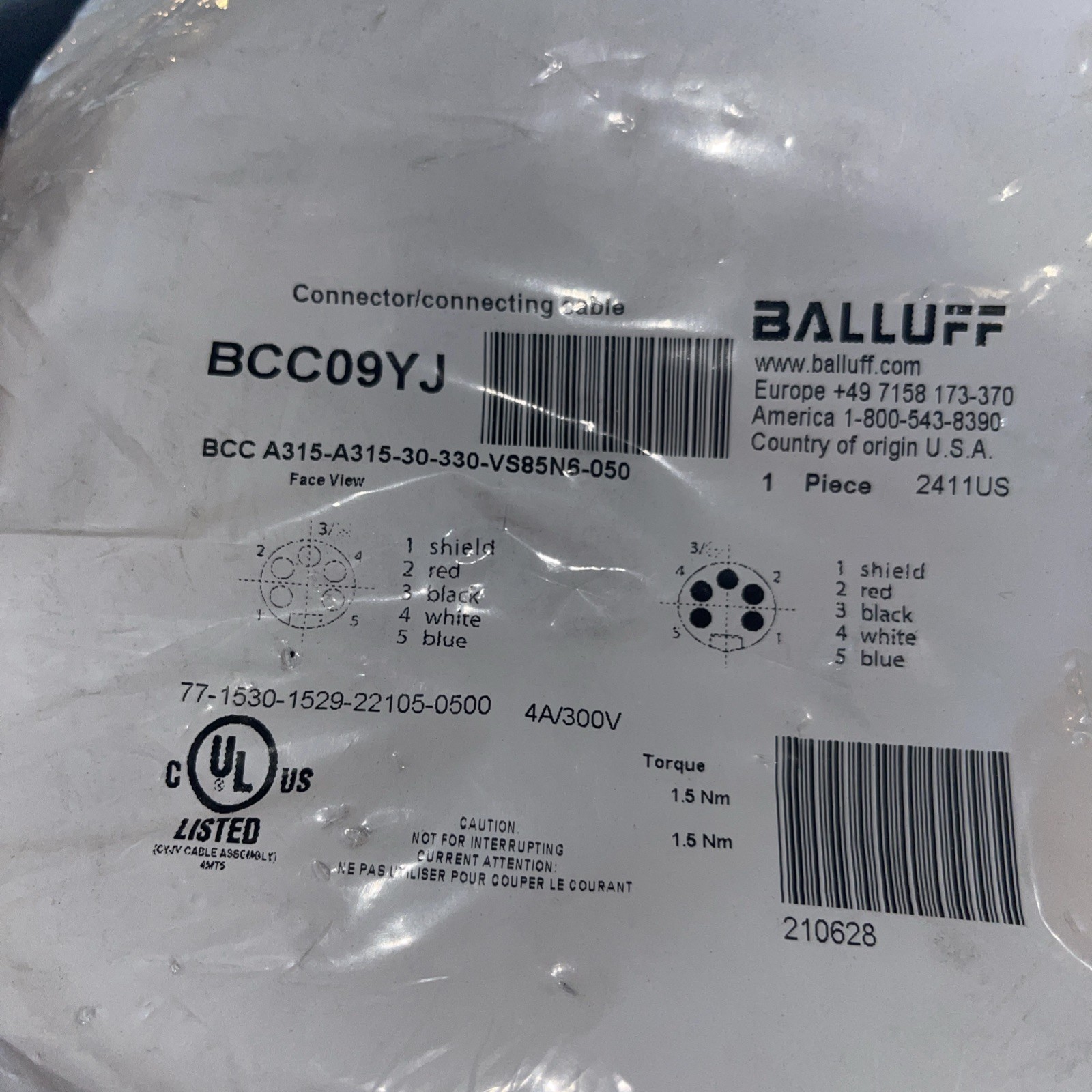 BALLUFF BCC A315-A315-30-330-VS85N6-050 BCCA315A31530330VS85N6-050