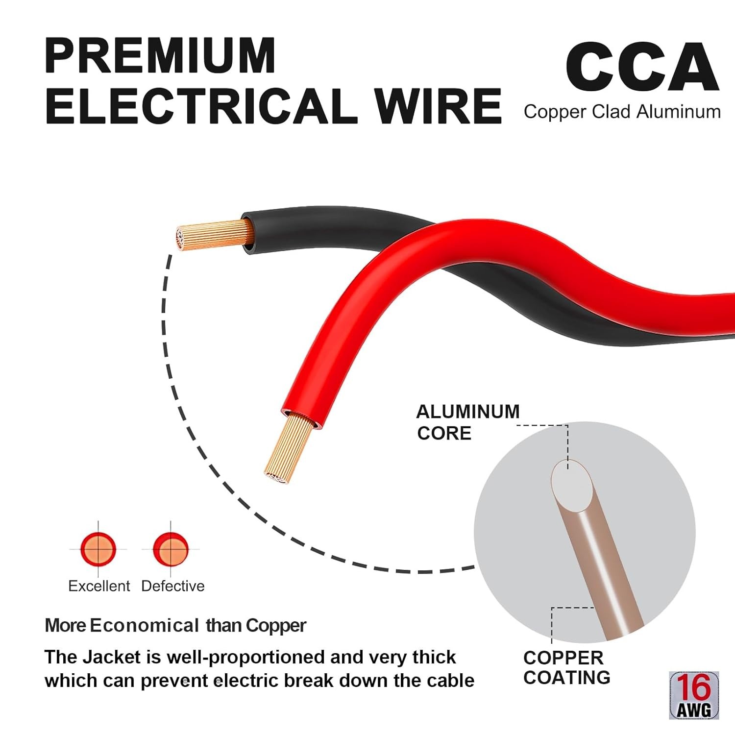 100FT 12/2 Gauge 2pin 2 Color Red Black Cable Hookup Electrical Wire LED Stri…