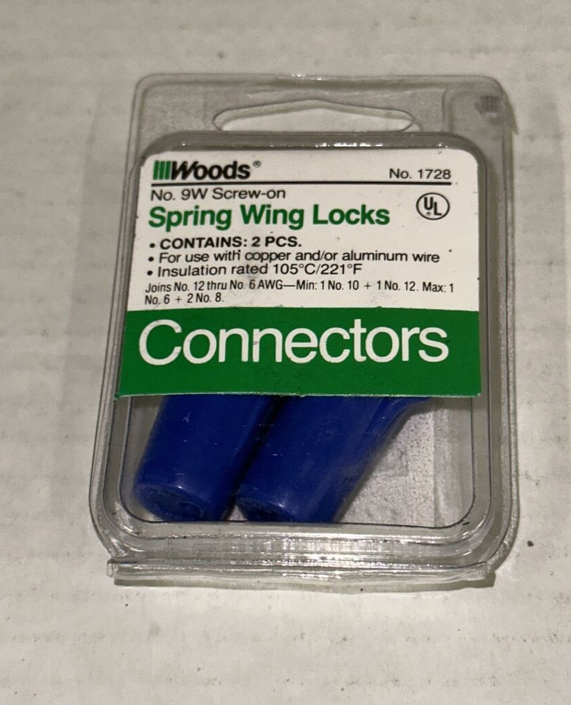 Woods 1728 NO.9W Screw On Spring Wing Lock Contains 2 Pieces Connectors NOS