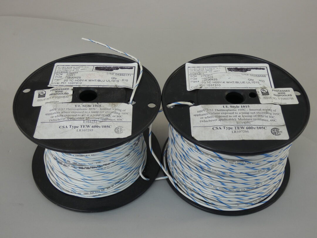 *Lot of 2* Allied Wire & Cable WHITE/BLUE Wire Length Unknown 20AWG 1C – NEW …