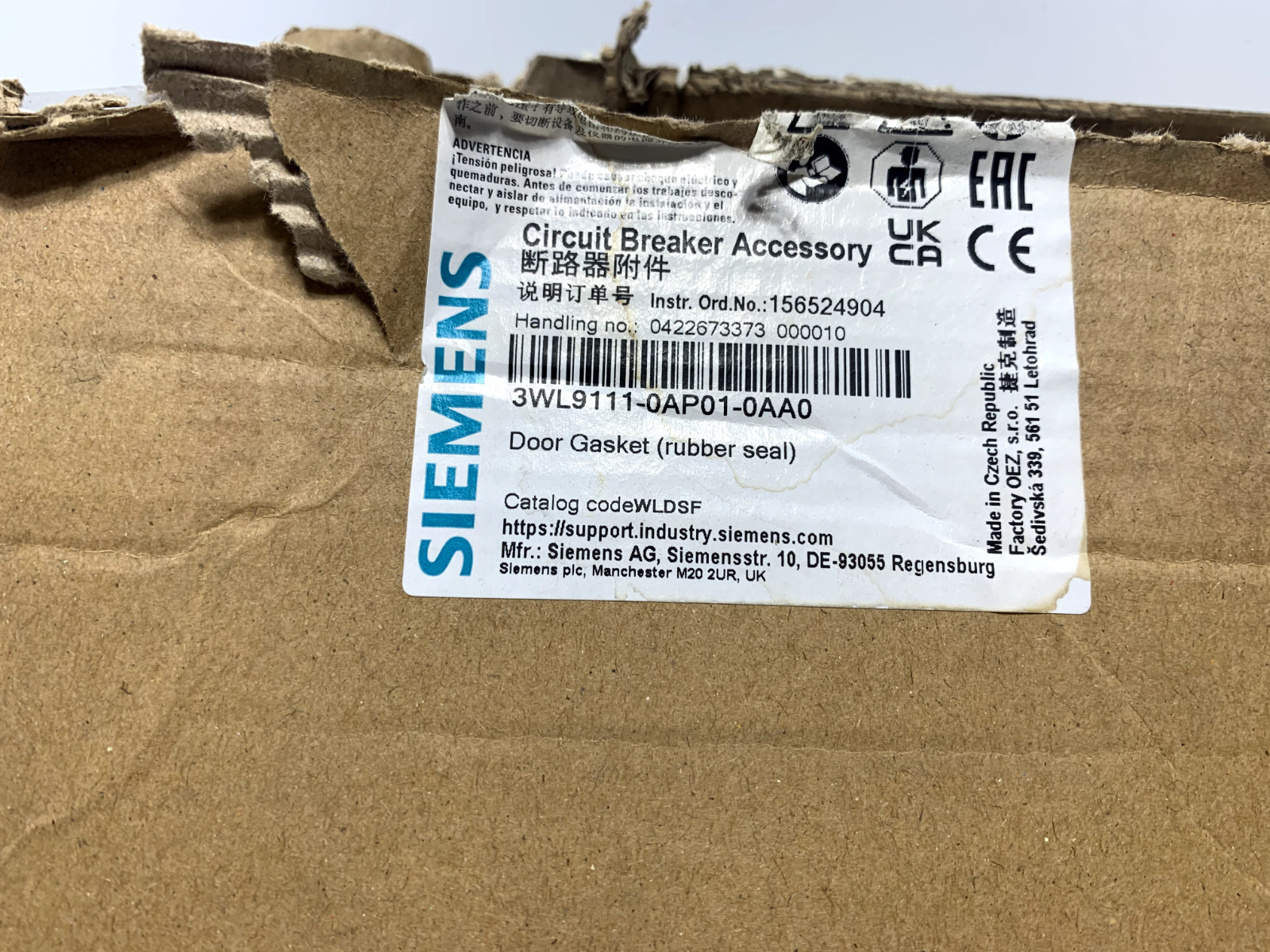 Siemens 3WL9111-0AP01-0AA0 3WL Door Gasket Rubber Seal Sealing Frame