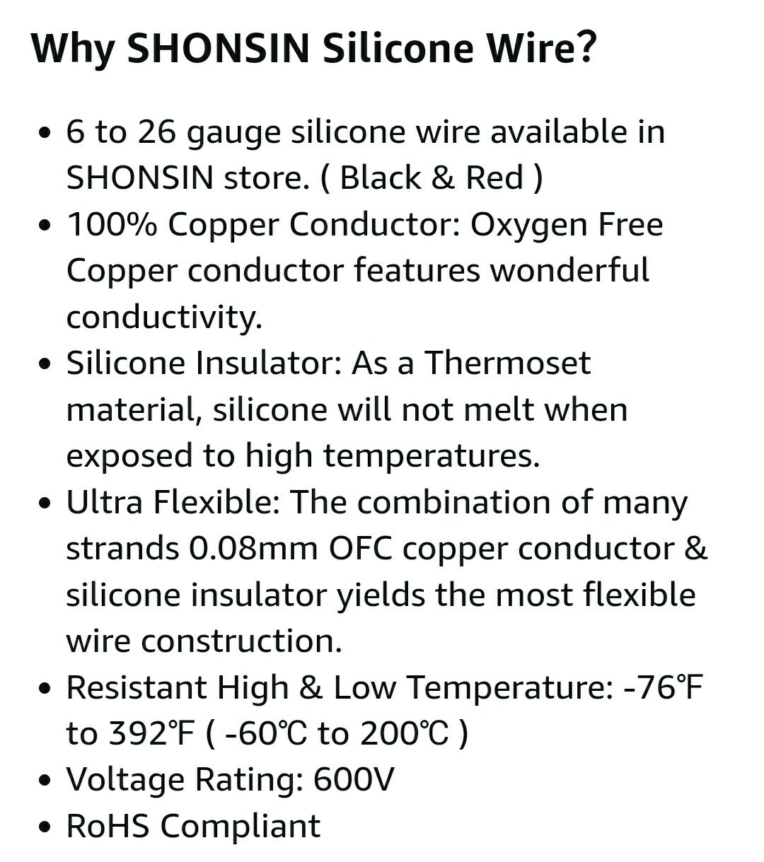 Shonsin 14 AWG 100FT Ultra Flexible Silicone Wire 100% pure cooper 26 Amp BLACK