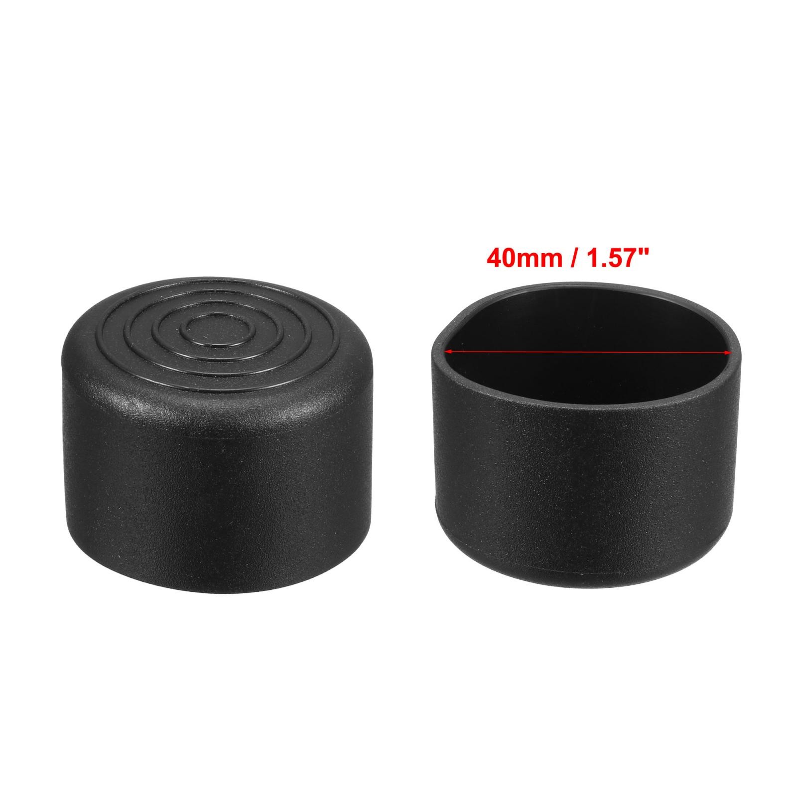4pcs Furniture Desk Chair Round Rubber Leg Tip Cap 40mm Inner Diameter Black