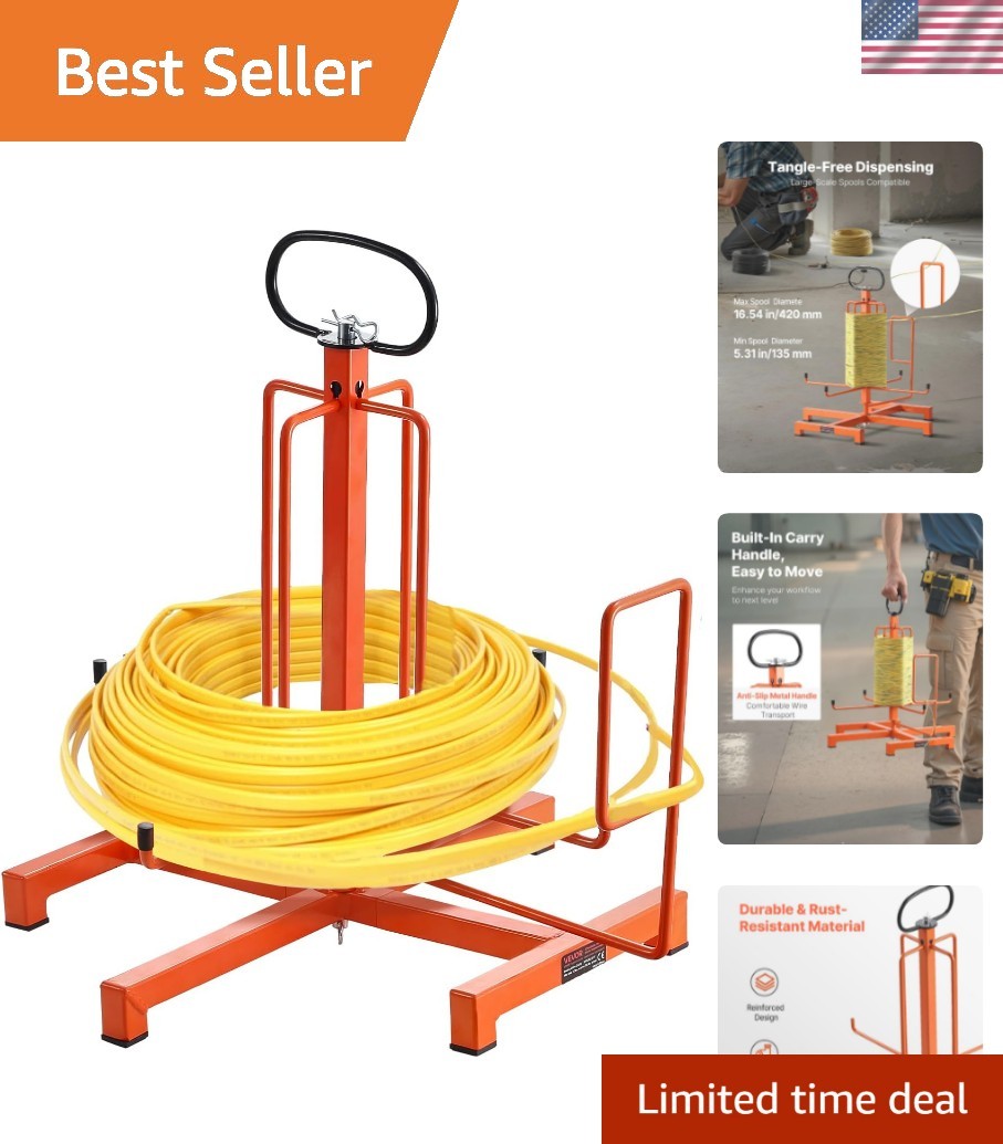 Durable Floor or Wall Mounted Wire Spool Rack – Efficient Cable Management Rack