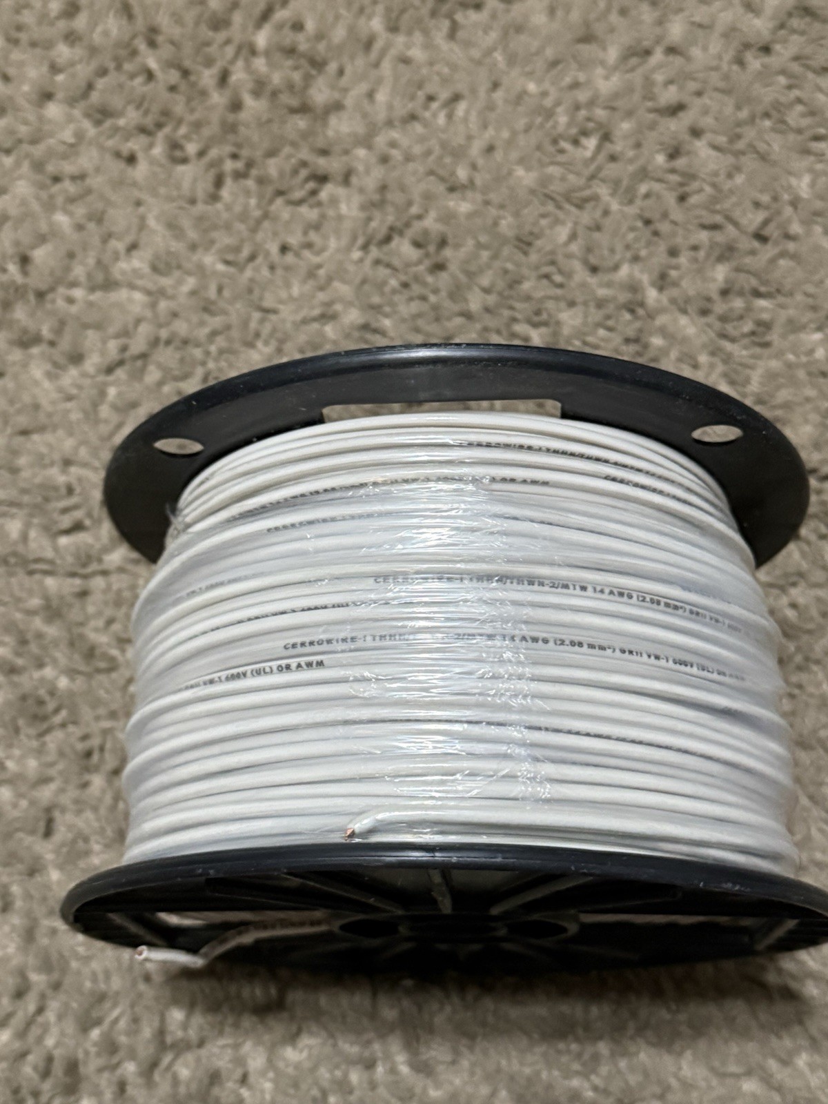 Cerrowire #14 Gauge White Copper Stranded Wire 500′ FT Roll THHN/THWN White
