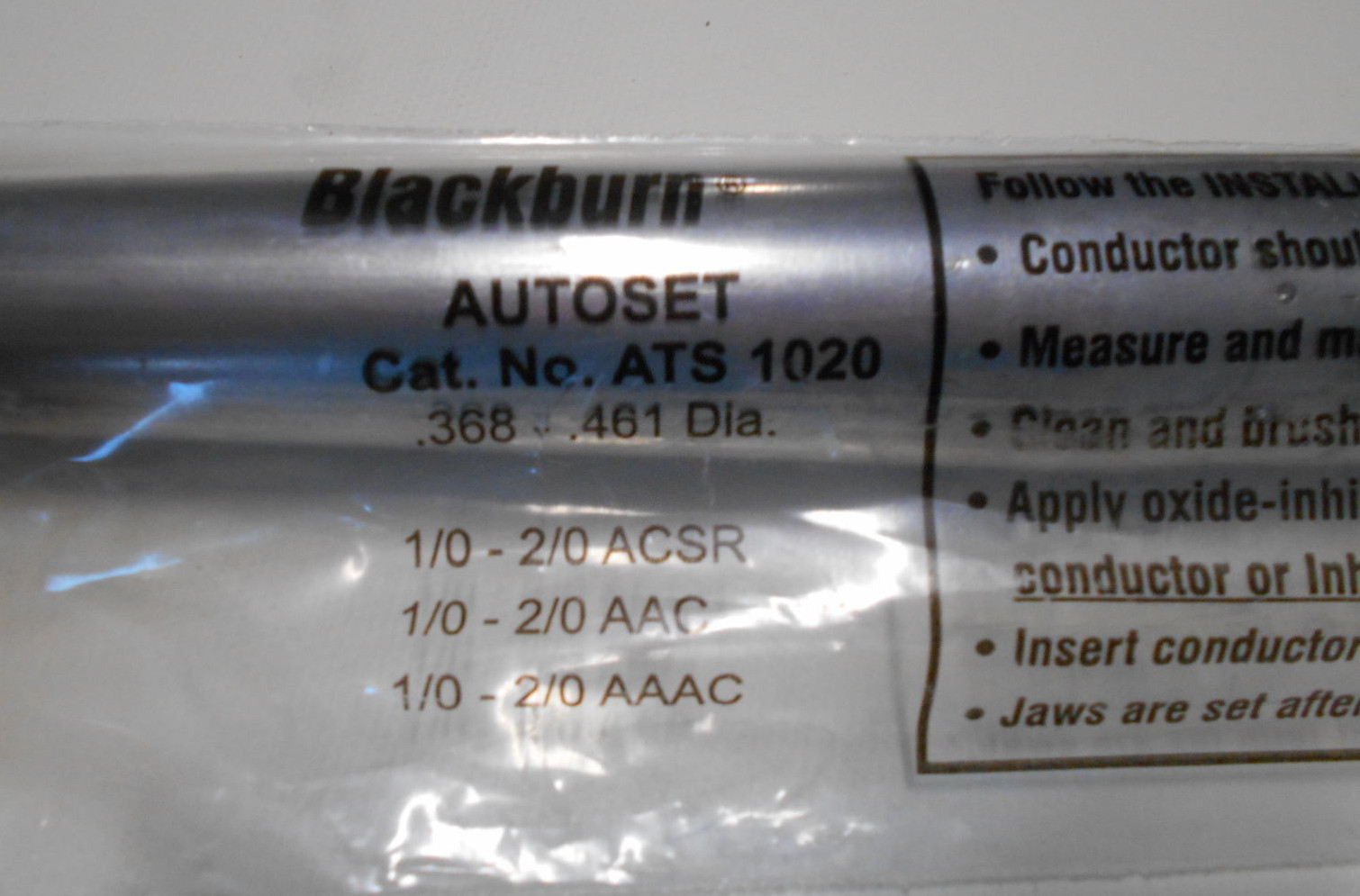 BLACKBURN AUTOSET SPLICE ATS1020 027-365-02 1/0-2/0 ACSR