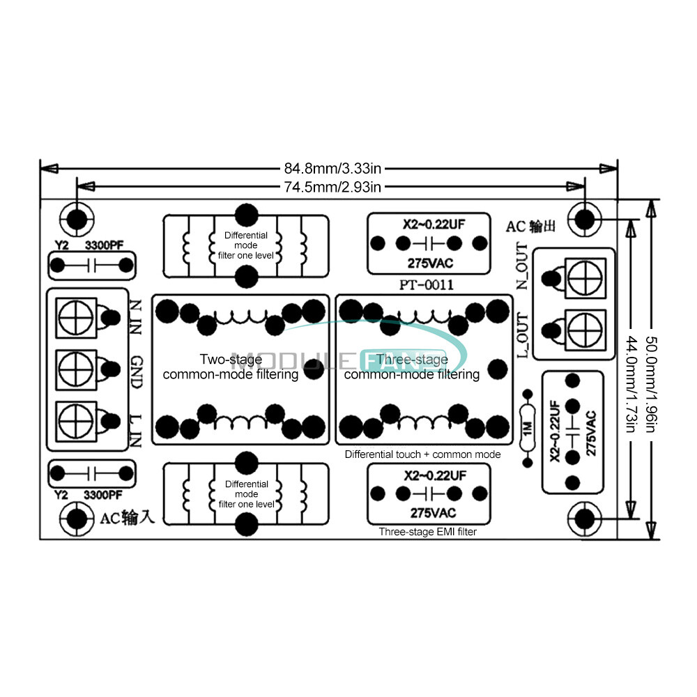 AC110-250V 4/10/20A 3-stage EMI AC Filter Board Audio Power Amplifier Module-