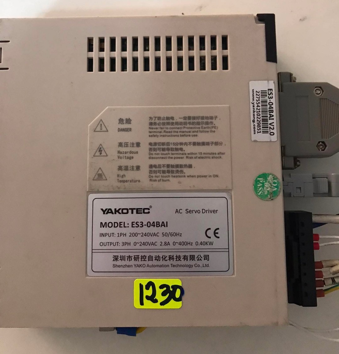 YAKOTEC ES3-04BAI AC Servo Driver IN:1PH OUT:3PH 220V 0.40KW FREE SHIPPING DHL