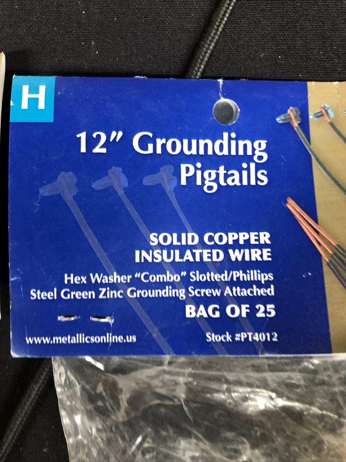 100- Metallics Hex Head Combo Solid Wire Grounding Tails 12AWG 12” with Loop