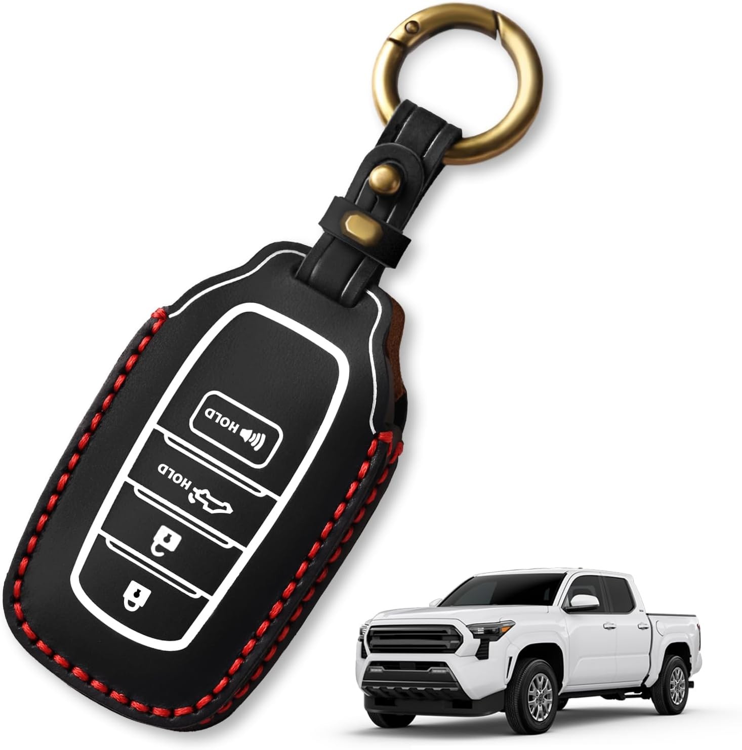 Muslogy Key Fob Cover Leather Case Compatible with Toyota Tacoma 2024 2025 20…