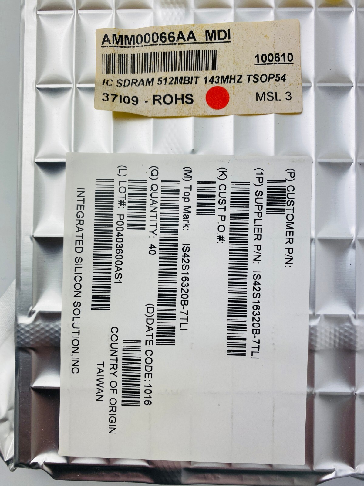 ISSI IS42S16320B-7TLI SDRAM Memory, IC SDRAM 512MBIT 143MHZ TSOP54 BOX – 40QTY