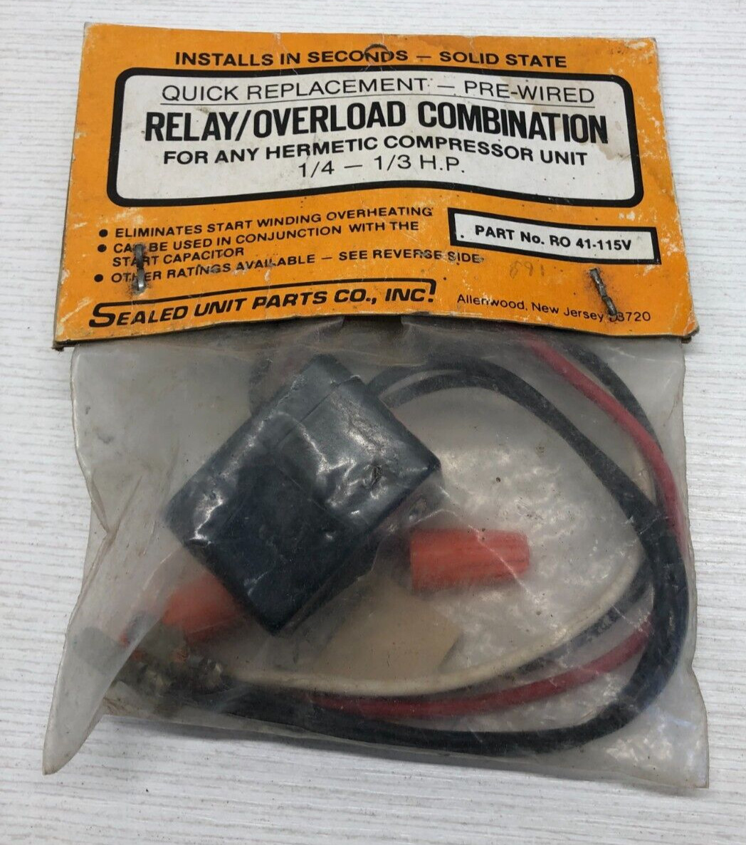 Relay/Overload Combination Hermetic Compressor Unit 1/4-1/3 H.P Part RO 41-115V