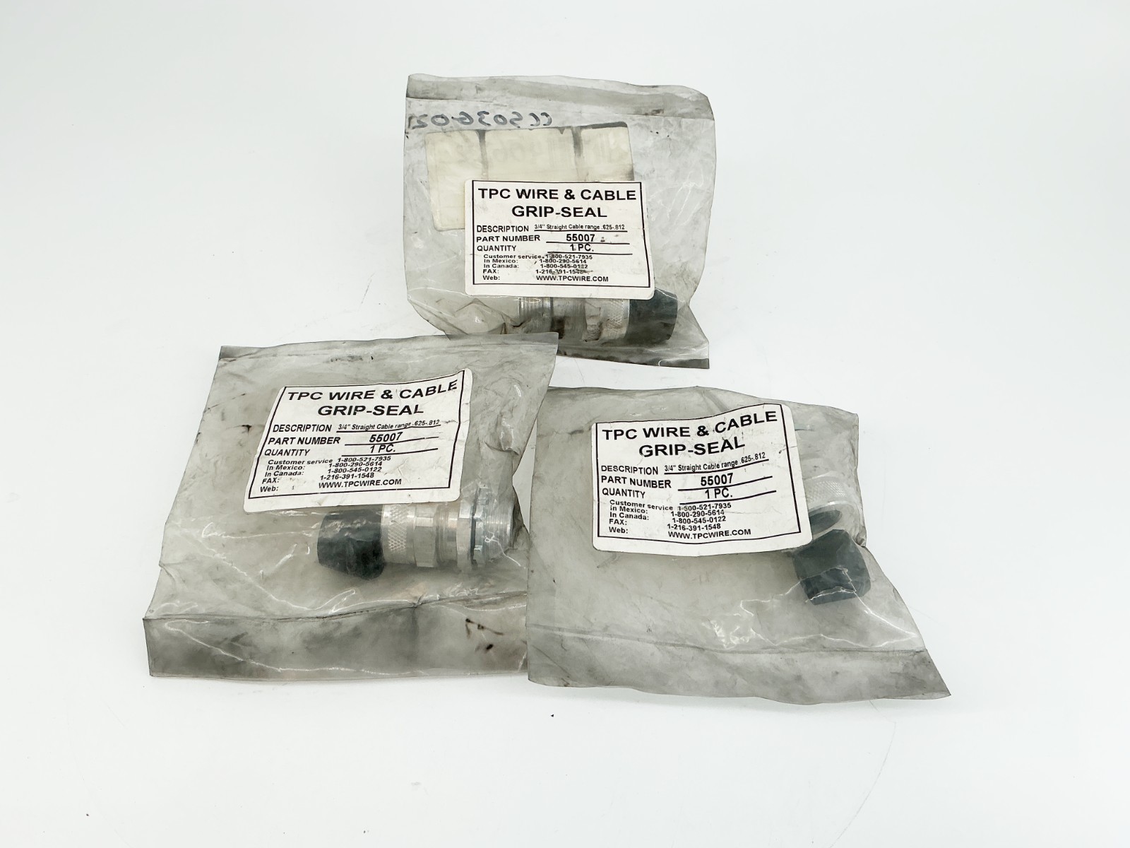 New Lot of 3 TPC 55007 3/4″ Straight Cable Range 625-812