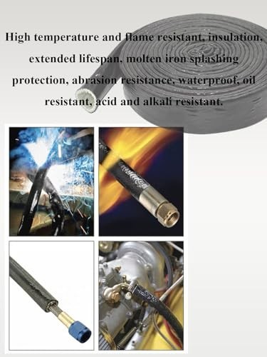 1.5″ ID Heat Shielded Fire Sleeve – Silicone Coated Fiberglass, 5FT, 3 Clamps –