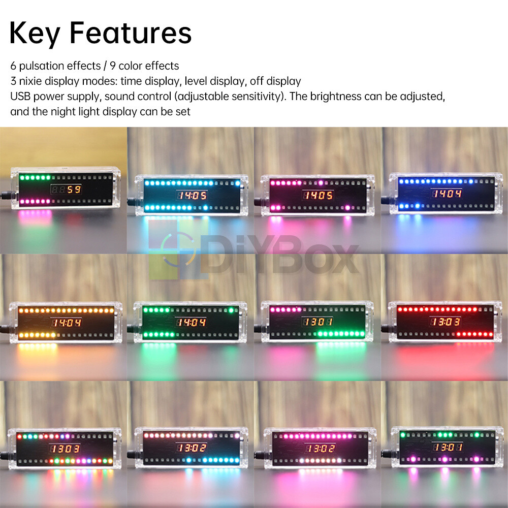 DIY Digital Clock Kit Voice Control Music Spectrum Display LED DIY Soldering Kit