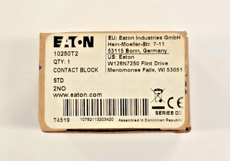 EATON CORPORATION, CONTACT BLOCK, 2NO, 10250T2