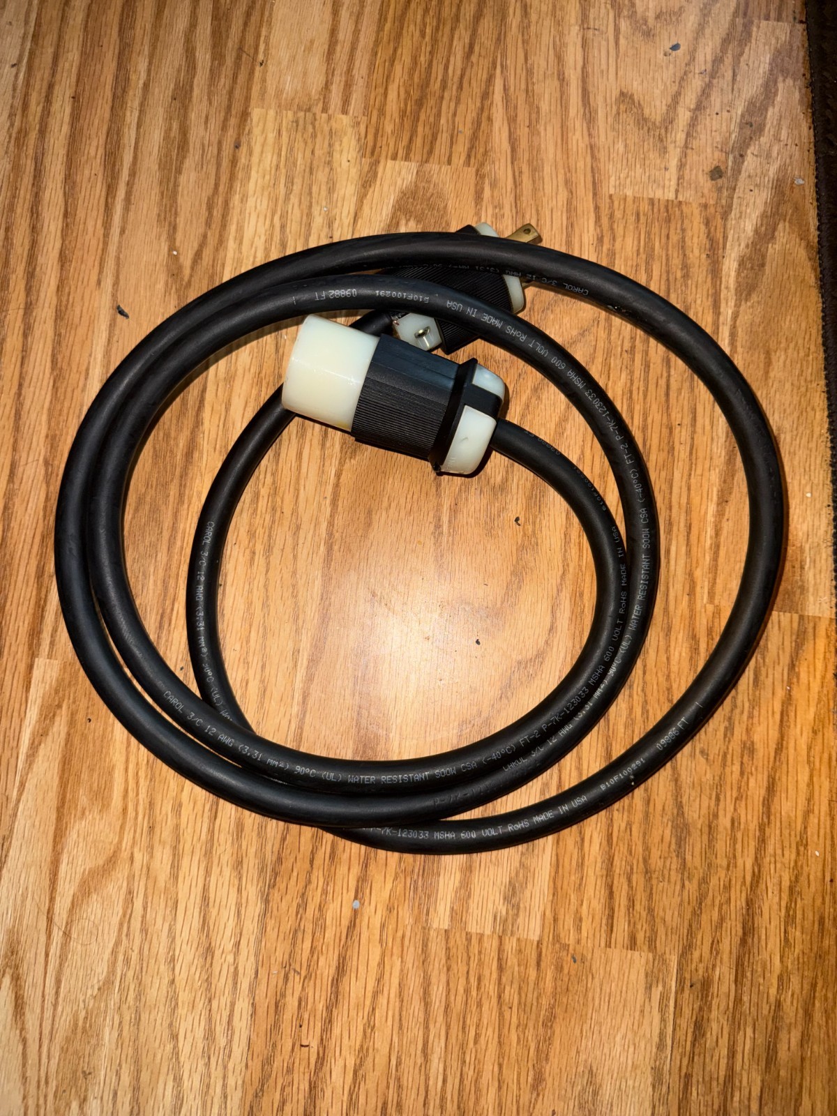 10′ Carol 3/C 12 AWG SOOW UL MSHA 600V Water Resistant Cord PRE OWNED