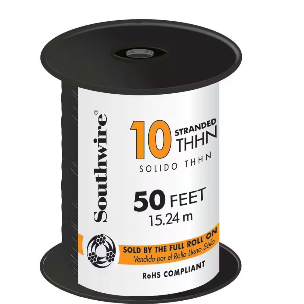 Southwire 10 Stranded Building Wire Black 50 Ft THHN LOT X 2