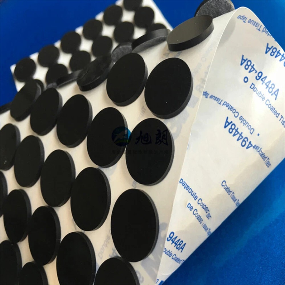 Black 4 -179mm Silicone Rubber Feet Non Slip Round Anti Impact Self Adhesive Pad