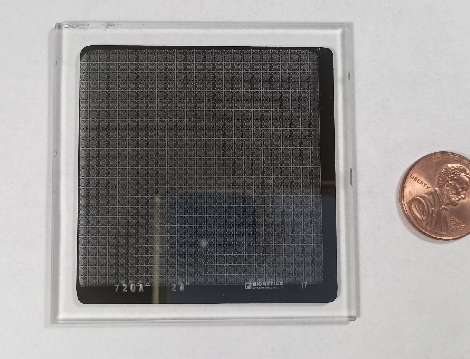 Rare Vintage Signetics Glass IC Mask Plate 2.5”X2.5” Silicon Wafer Mask Historic