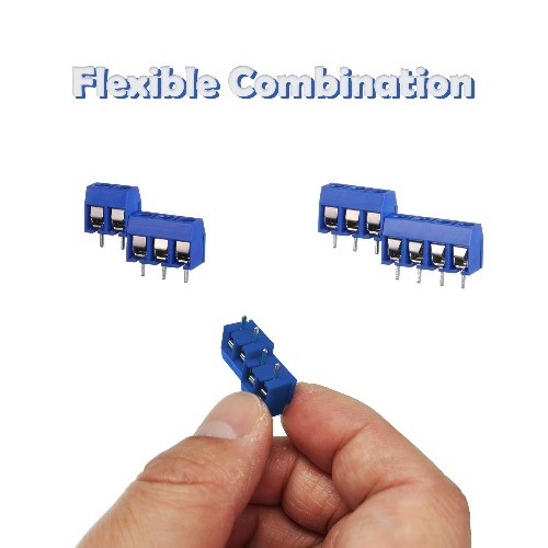 72PCS 5mm Pitch PCB Mount Screw Terminal Block Connector 2Pin 3Pin 4Pin Blue