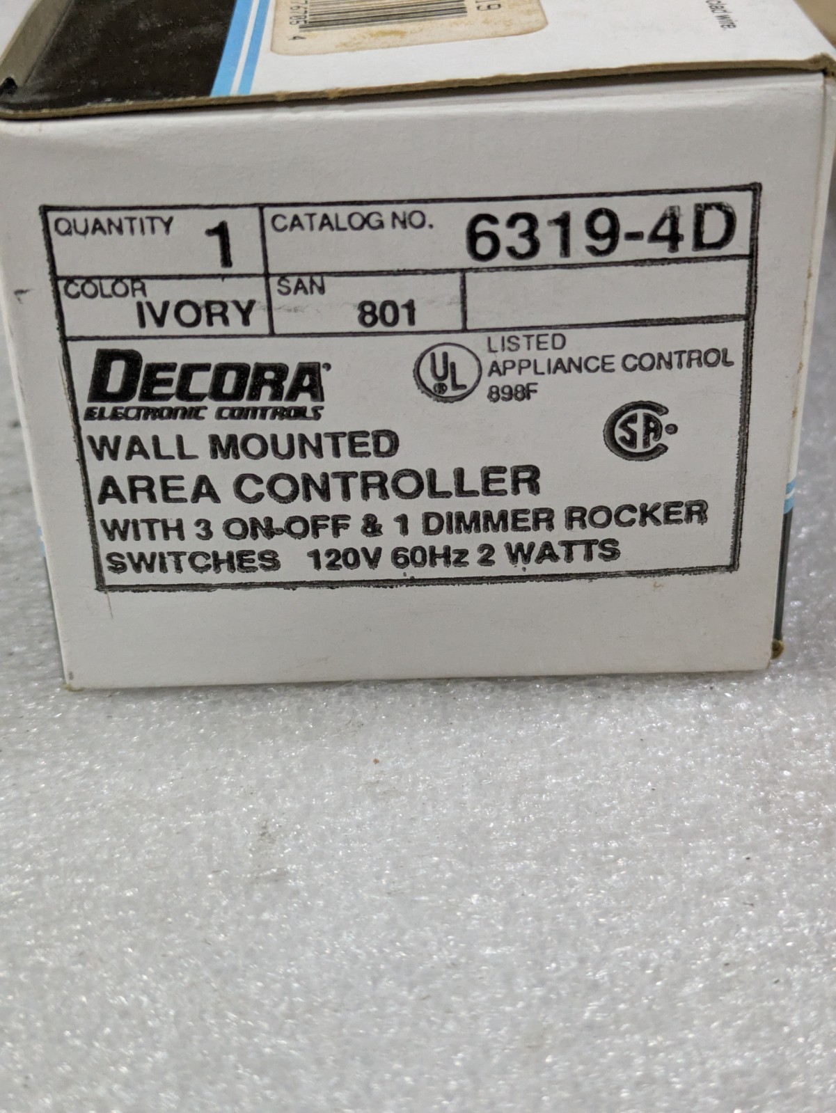 Leviton 6319-4D Decora DHC Wall Controller Ivory 4-Address On Off 15A 120VAC X10